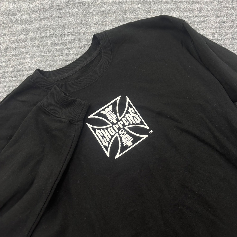 West Coast Choppers Sweatshirt Large Black Graphic Iron‎ Cross Men's
